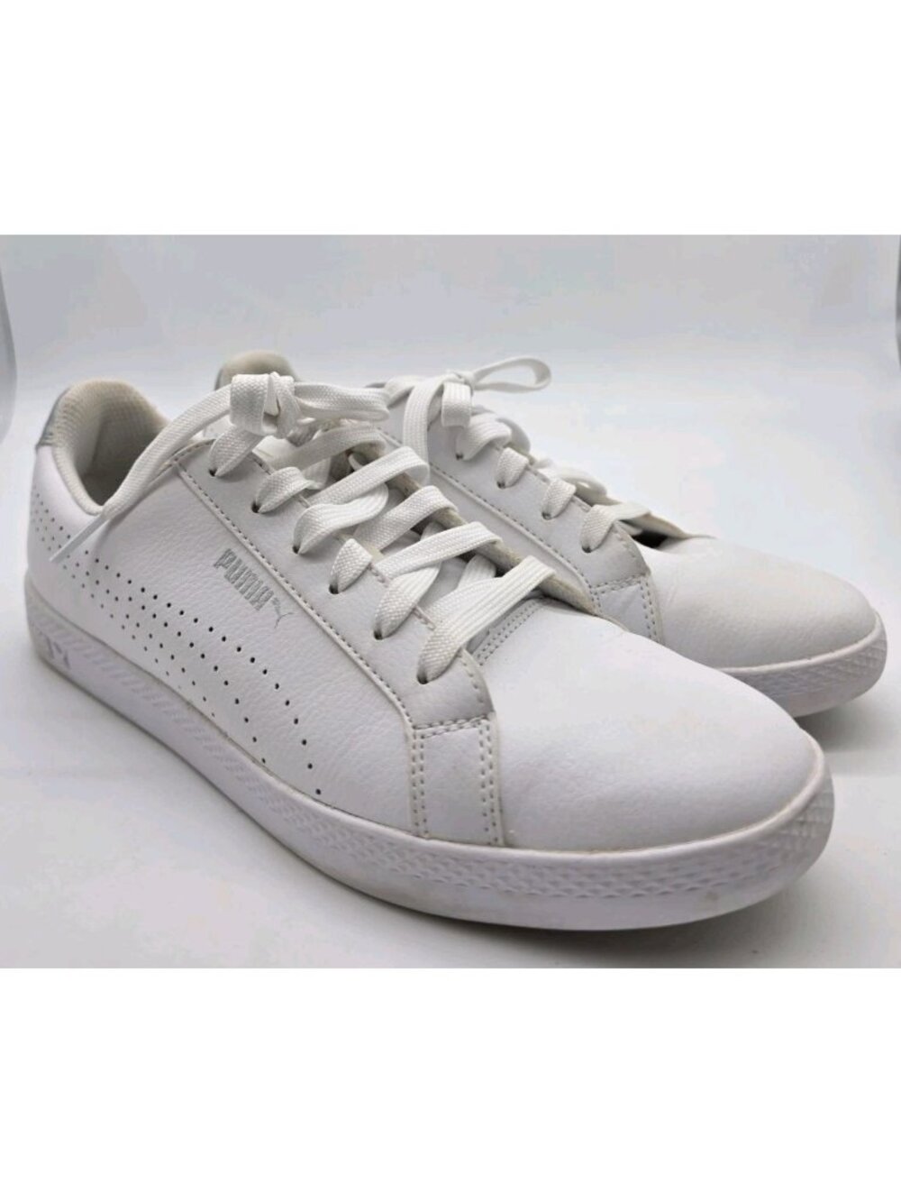 Puma Women's Sneakers 9.5 White Leather Smash Perforated Retro 90s Shoes